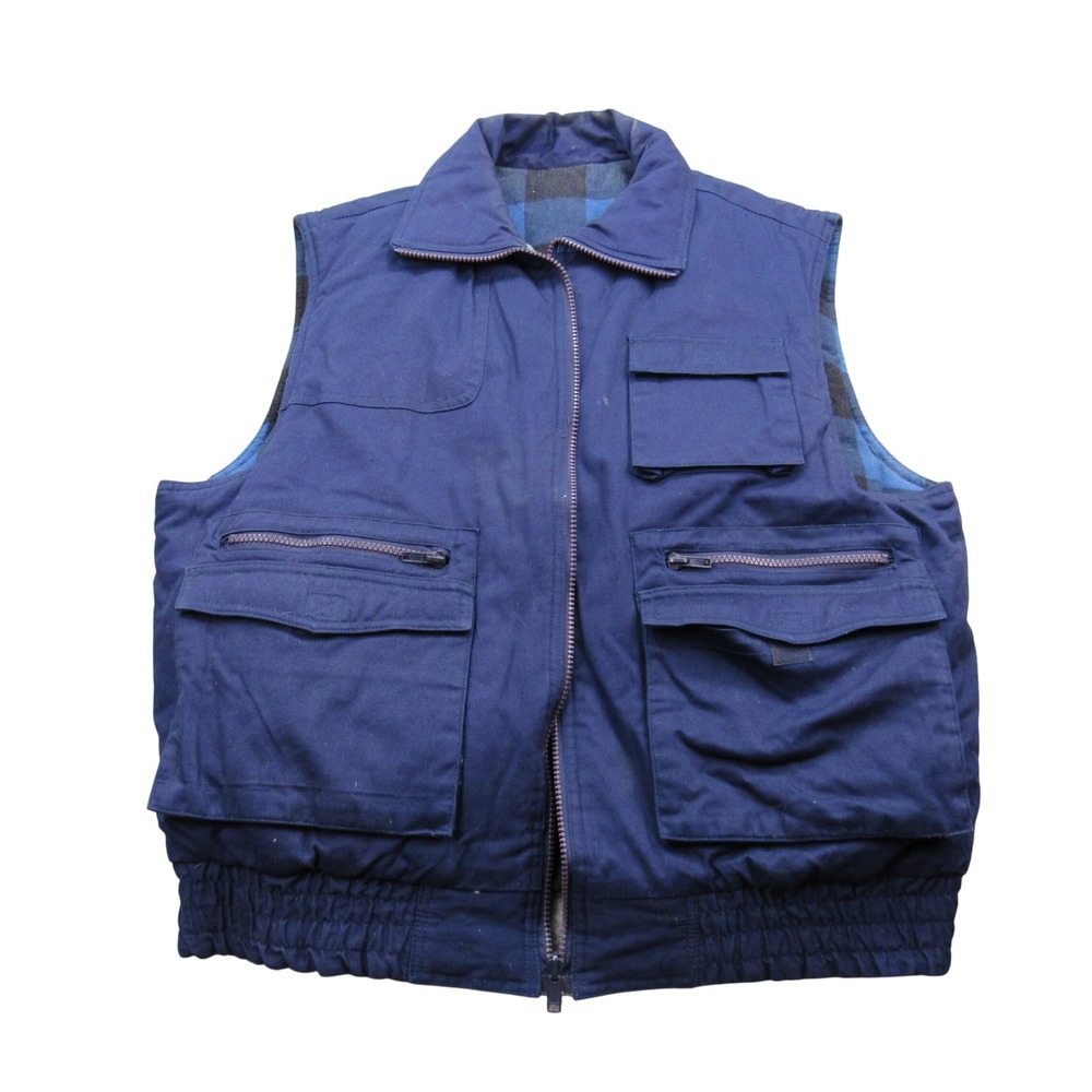 Woodland Men's Reservable Lined Utility Vest Workwear Pockets Zipper Size‎ L